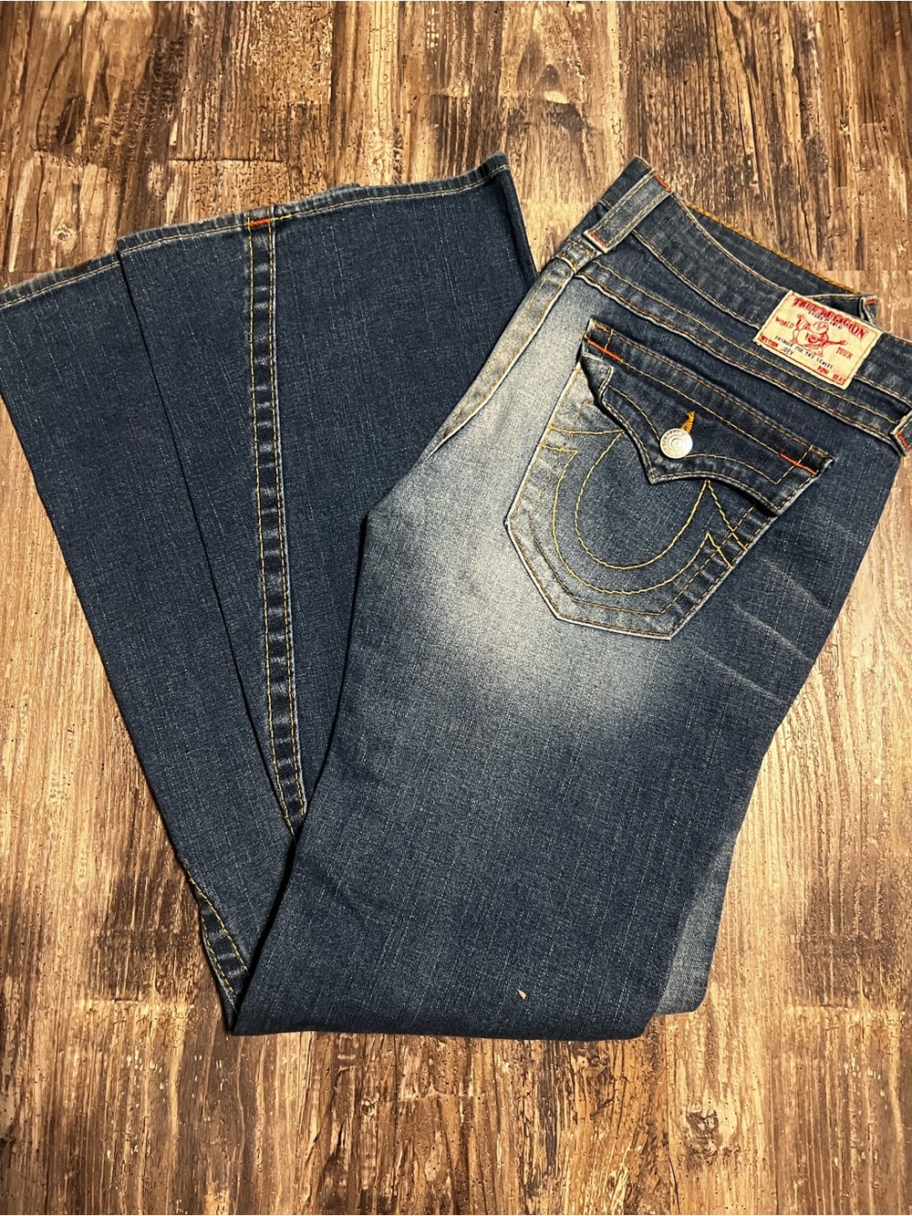 True Religion Women's Flare Jeans with Signature Pocket, Size 30